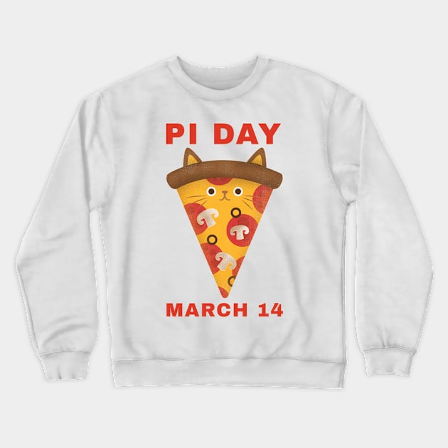 Kawaii Kitty Pizza Pi Day March 14 Crewneck Sweatshirt by DPattonPD